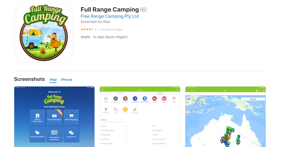 Full Range Camping Australia app