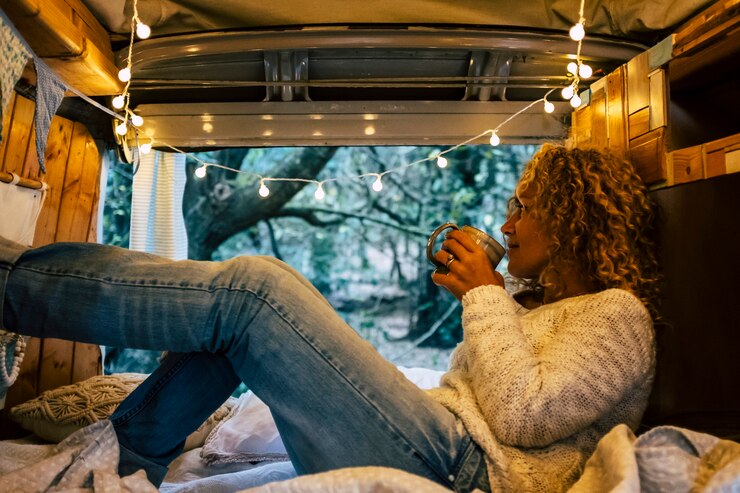 relaxed soft lighting inside campervan